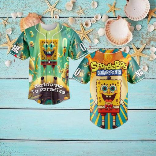 Custom Name And Number Spongebob Squarepants Cartoon Baseball Jersey