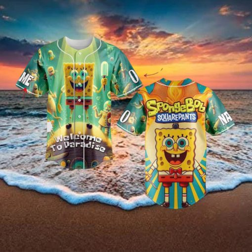 Custom Name And Number Spongebob Squarepants Cartoon Baseball Jersey