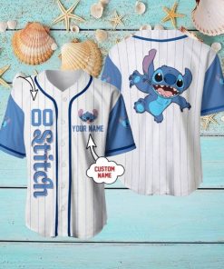 Custom Name And Number Stitch Lilo Cartoon Baseball Jersey Shirt