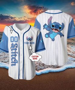 Custom Name And Number Stitch Lilo Cartoon Baseball Jersey Shirt