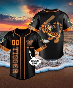 Custom Name And Number Tigger Cartoon Baseball Jersey Shirt