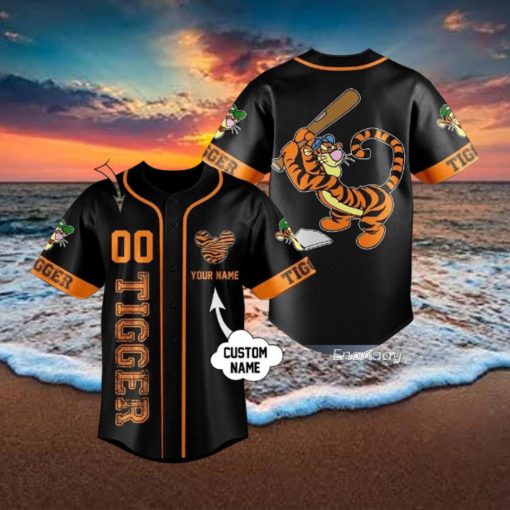 Custom Name And Number Tigger Cartoon Baseball Jersey Shirt