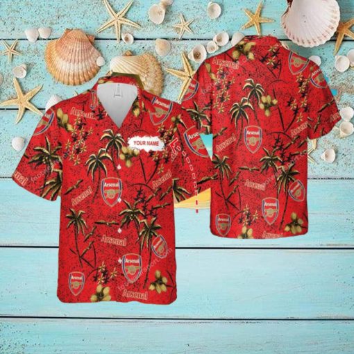 Custom Name Arsenal Aloha 3D Hawaiian Shirt Gold Flower Vintage Gift Summer