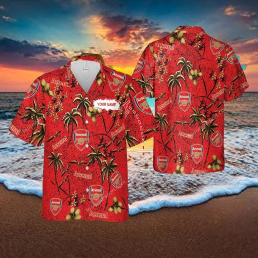 Custom Name Arsenal Aloha 3D Hawaiian Shirt Gold Flower Vintage Gift Summer