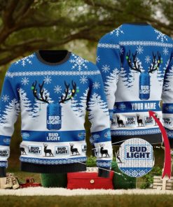 Custom Name B U D Light Beer 3d All Over Print Ugly Christmas Sweater