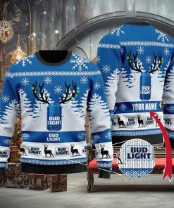 Custom Name B U D Light Beer 3d All Over Print Ugly Christmas Sweater