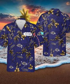 Custom Name Baltimore Ravens 3D Hawaiian Shirt Gold Flower Vintage Gift For Fans