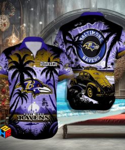 Custom Name Baltimore Ravens Hawaiian Shirt Football Lover Christmas Gift Aloha