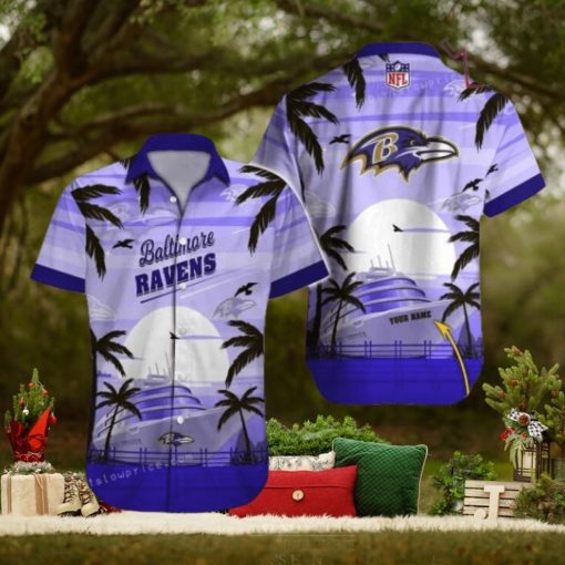 Custom Name Baltimore Ravens Hawaiian Shirt NFL Football Hawaiian Shirt Outfit