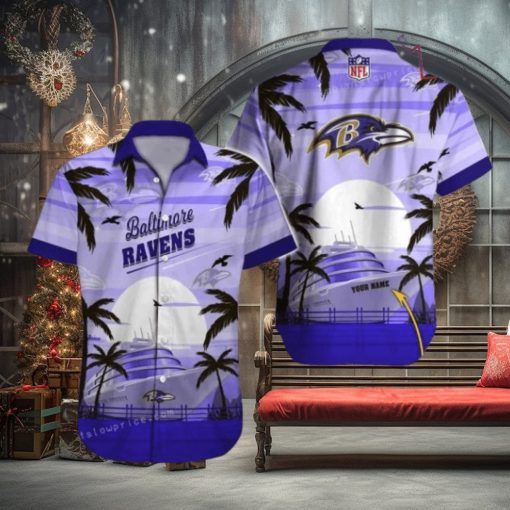 Custom Name Baltimore Ravens Hawaiian Shirt NFL Football Hawaiian Shirt Outfit