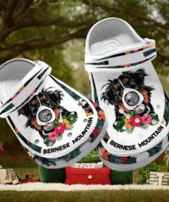 Custom Name Bernese Mountains Floral Dog Crocs for Moms