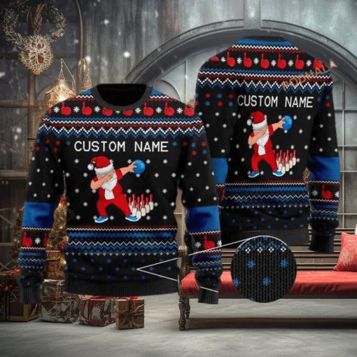 Custom Name Bowling Image Cool Noel Pattern Funny Ugly Sweater
