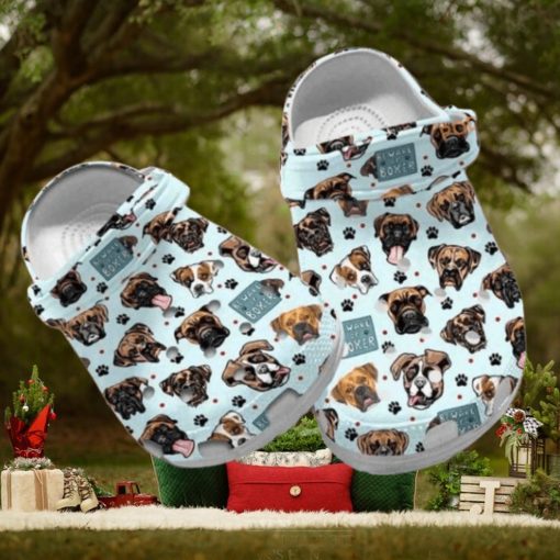 Custom Name Boxer Hibiscus Dog Crocs Shoes for Boxer Fans