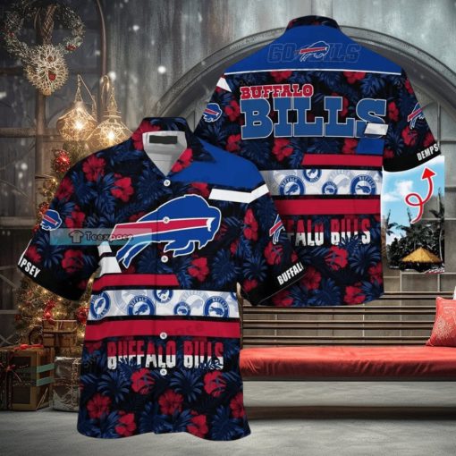 Custom Name Buffalo Bills Red Bloom Pattern Hawaii Shirt