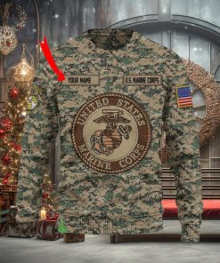 Custom Name Camo Marine Corps 3D Sweater Sweatshirt AOP For Christmas Gift Men And Women
