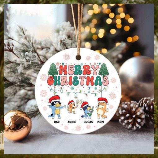Custom Name Christmas Bluey Ornament for Family Xmas Decorations