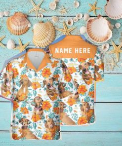 Custom Name Dachshund Dog Hibiscus Flowers All 3D Printed Ting Hawaiian Shirt