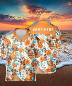 Custom Name Dachshund Dog Hibiscus Flowers All 3D Printed Ting Hawaiian Shirt