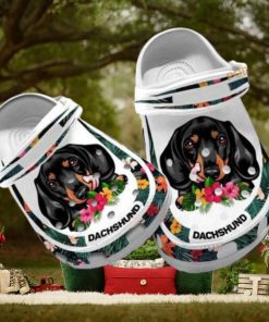 Custom Name Dachshund Hibiscus Dog Crocs for Dachshund Fans