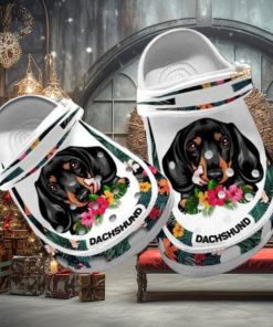 Custom Name Dachshund Hibiscus Dog Crocs for Dachshund Fans