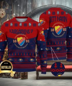 Custom Name Djurgårdens IF Ugly Christmas Sweater New Logo Gift For Men And Women Fans