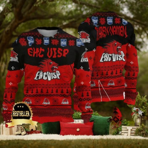 Custom Name EHC Visp Ugly Christmas Sweater New Logo Gift For Men And Women Fans