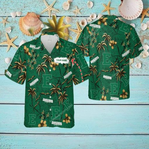 Custom Name Eastern Michigan Eagles 3D Hawaiian Shirt Gold Flower Vintage All Over Print Gift For Fans