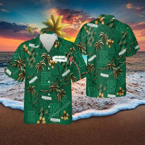 Custom Name Eastern Michigan Eagles 3D Hawaiian Shirt Gold Flower Vintage All Over Print Gift For Fans