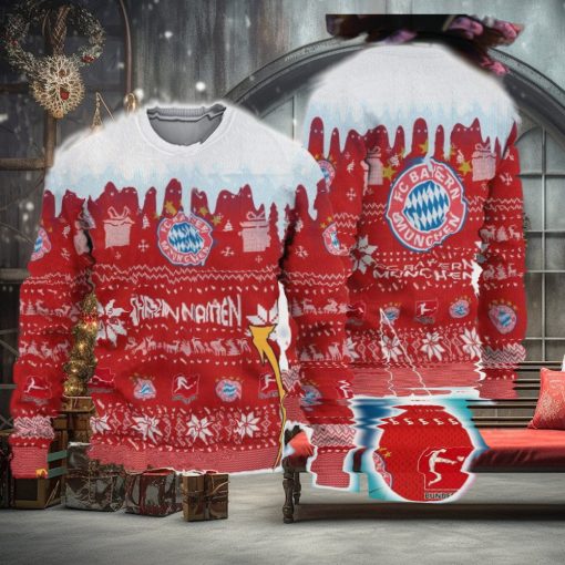 Custom Name FC Bayern Munchen Ugly Christmas 3D Sweater Gift For Men And Women