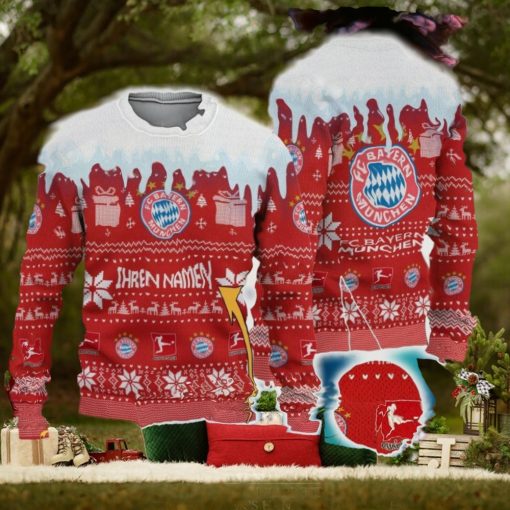 Custom Name FC Bayern Munchen Ugly Christmas 3D Sweater Gift For Men And Women