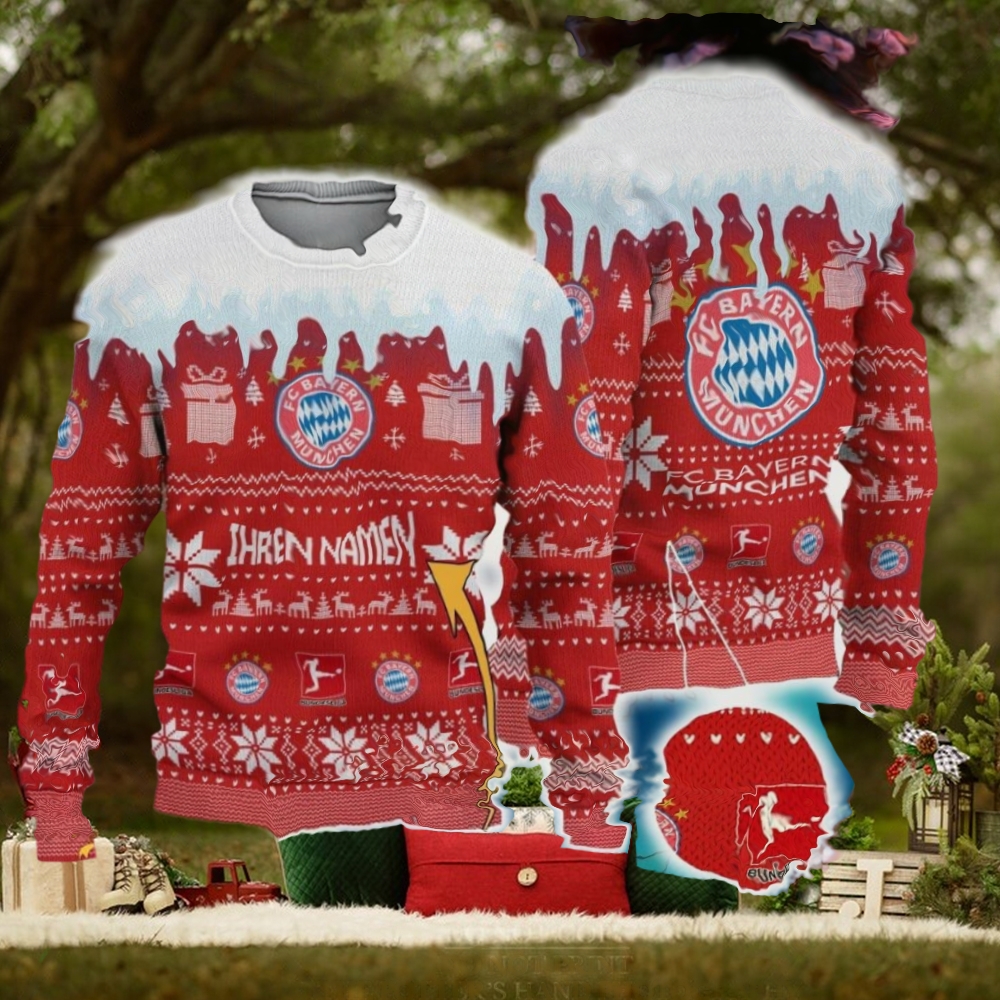 Custom Name FC Bayern Munchen Ugly Christmas 3D Sweater Gift For Men And Women Custom Name FC Bayern Munchen Ugly Christmas 3D Sweater Gift For Men And Women