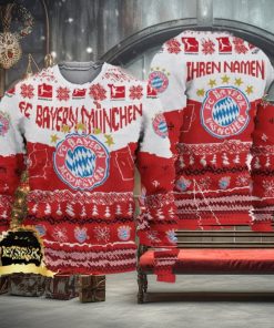 Custom Name FC Bayern Munchen Ugly Christmas Sweater New Logo Gift For Men And Women Fans