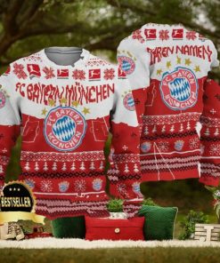 Custom Name FC Bayern Munchen Ugly Christmas Sweater New Logo Gift For Men And Women Fans