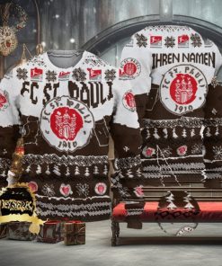 Custom Name FC St Pauli Ugly Christmas Sweater New Logo Gift For Men And Women Fans