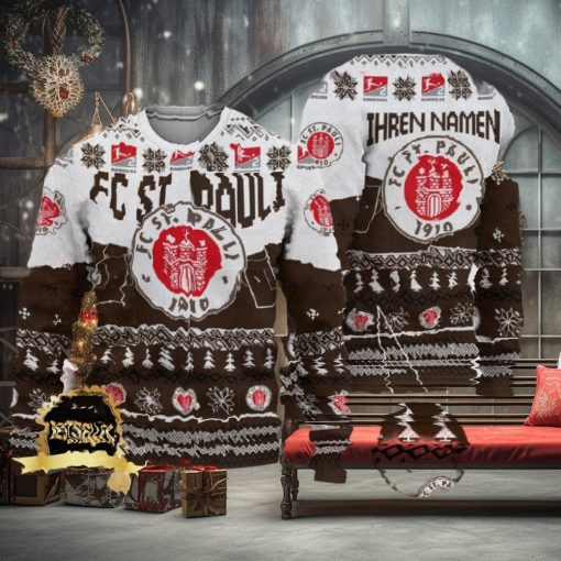 Custom Name FC St Pauli Ugly Christmas Sweater New Logo Gift For Men And Women Fans