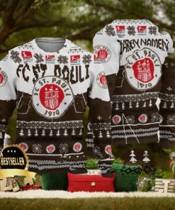 Custom Name FC St Pauli Ugly Christmas Sweater New Logo Gift For Men And Women Fans