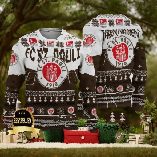 Custom Name FC St Pauli Ugly Christmas Sweater New Logo Gift For Men And Women Fans
