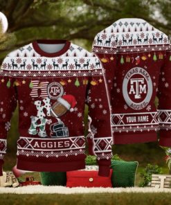 Custom Name For NCAA Fans Texas A&M Aggies HO HO HO Ugly Christmas Sweater Funny Christmas Gift