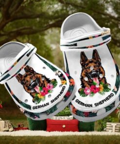 Custom Name German Shepherd Floral Dog Crocs for Moms