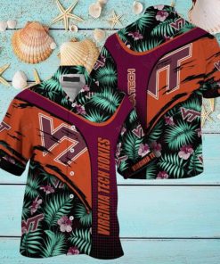 Custom Name Green Orange NCAA Virginia Tech Hokies Hawaiian Shirt