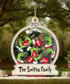 Custom Name Grinch Hand Dr Seuss Reward Jar Ornament, Personalized The Grinch Who Stole Christmas Shake Ornament, Xmas Tree Home Decor