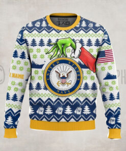 Custom Name Grinch X Us Navy Ugly Sweater V2