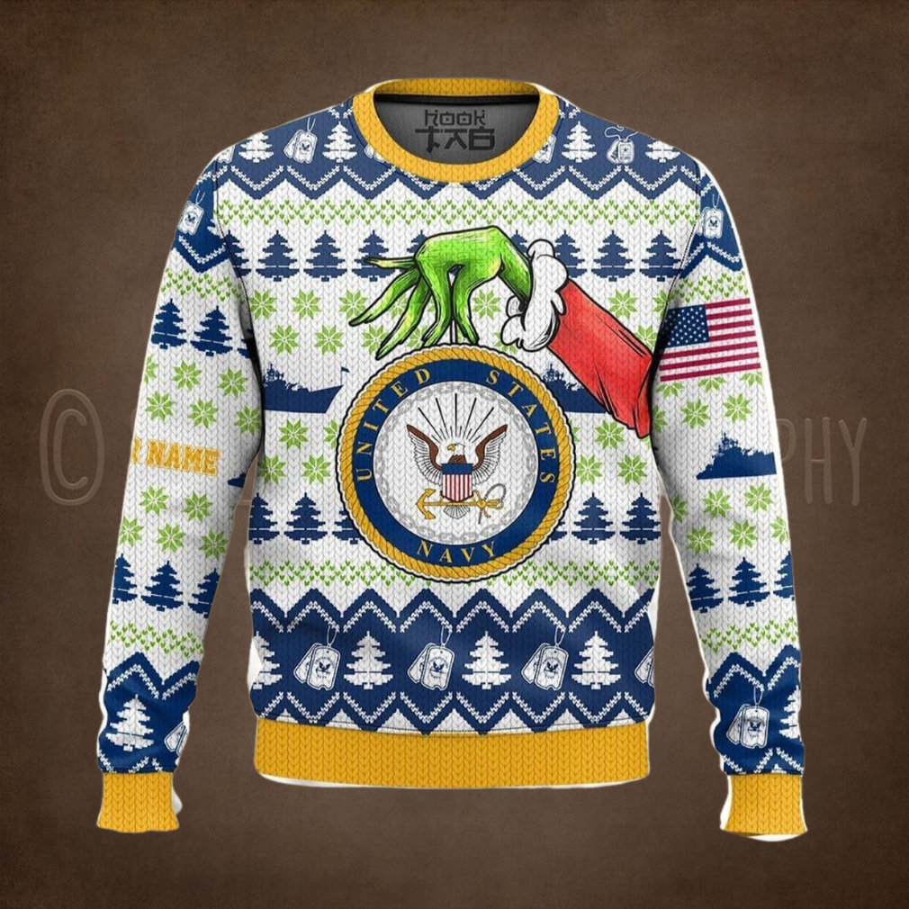 Custom Name Grinch X Us Navy Ugly Sweater V2 Custom Name Grinch X Us Navy Ugly Sweater V2