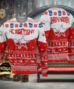 Custom Name HC Martigny Ugly Christmas Sweater New Logo Gift For Men And Women Fans