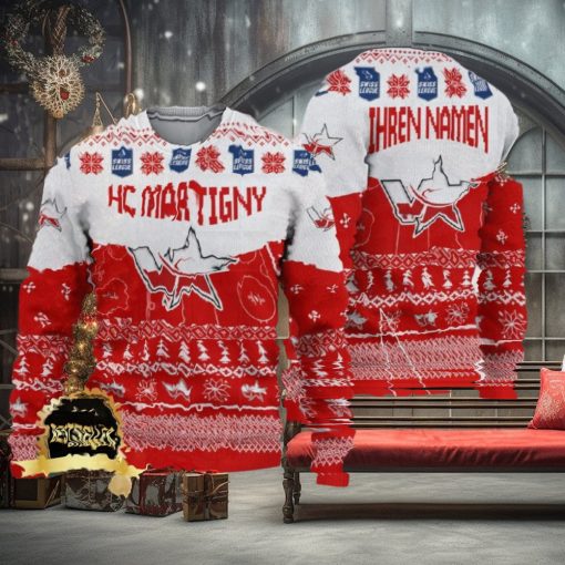 Custom Name HC Martigny Ugly Christmas Sweater New Logo Gift For Men And Women Fans