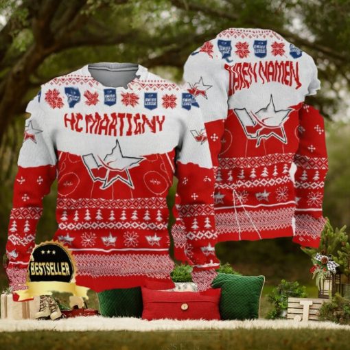 Custom Name HC Martigny Ugly Christmas Sweater New Logo Gift For Men And Women Fans