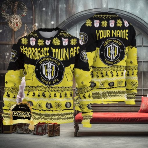 Custom Name Harrogate Town AFC Ugly Christmas Sweater New Logo Gift For Men And Women Fans