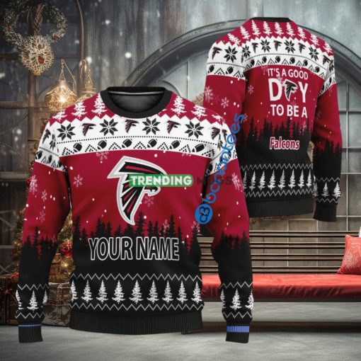 Custom Name It A Good Day To Be A Atlanta Falcons Ugly Christmas Sweater
