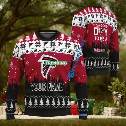 Custom Name It A Good Day To Be A Atlanta Falcons Ugly Christmas Sweater