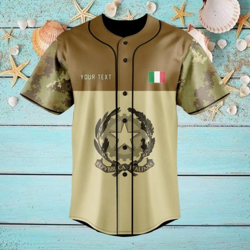 Custom Name Italy Coat Of Arms Camo Style Baseball Jersey Shirt Gift For Men And Women